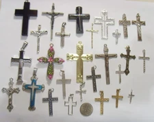 vintage assorted Christian catholic crucifix cross religious items lot EL1158