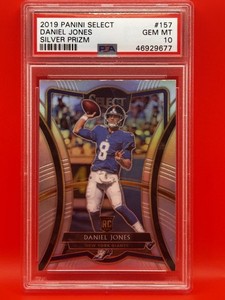2019 Panini Select Premier Silver Prizm Daniel Jones Rookie RC PSA 10 GEM #157