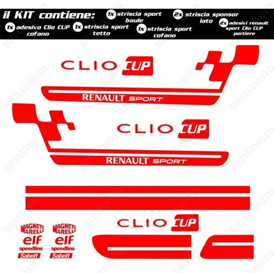 Aufkleber Kit Dachstreifen Seiten Renault Cup Racing Für Clio Rot