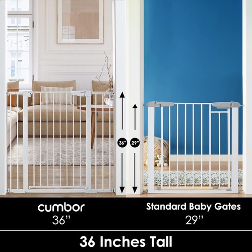 Cumbor 36" Height Baby Gate for Dogs Kids with Wide 2-Way Door, 29.7"- 46" Width - Picture 3 of 9