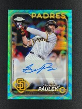 Graham Pauley 2024 Topps Chrome Update Aqua Wave Refractor RC AUTO /199 PADRES