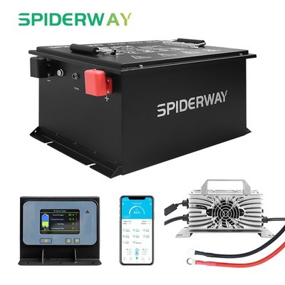 48V 150Ah Golf Cart Lithium Battery 6000+Cycles APP Charger 200A BMS Monitor Set