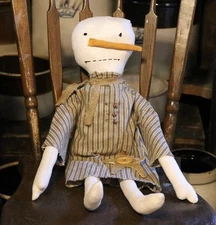 Primitive Handmade Sinclair Snowman Doll Rustic 21 1/2" Tall
