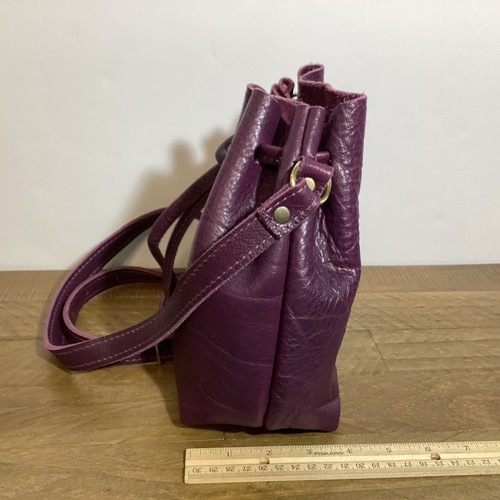 Portland Leather Goods Handmade Plum Dark Purple Small Bucket Bag - Picture 5 of 10