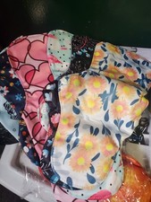 6 Pcs Reusable Menstrual Pads Set Heavy Flow Overnight Mini Wet Bag Charcoal