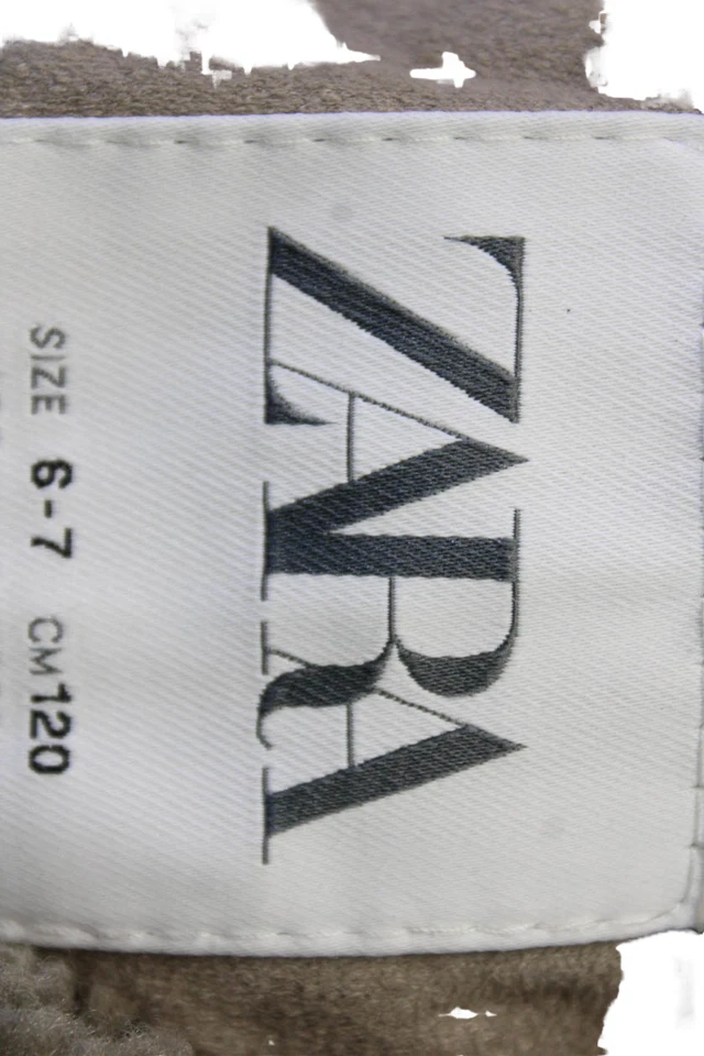 Abrigo Zara Niños Niñas Imitación Piel Abotonada Beige Taupe Talla 6-7 Foto 3 de 4