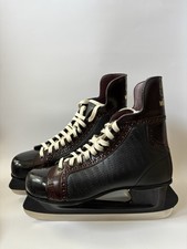 Vintage American Wildcat Ice Hockey Skates Black Brown Leather Size 8