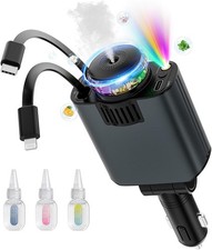 Retractable Car Charger with Aromatherapy and Starlight, 5 in 1 A-Dark Grey