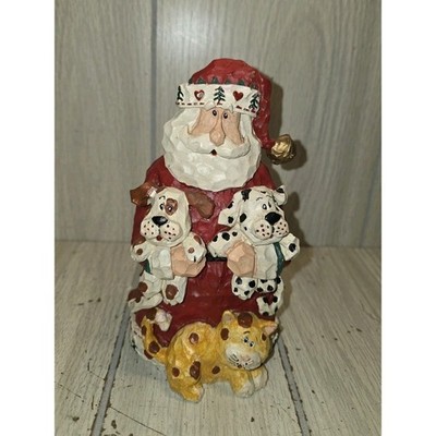 Vintage Santa Claus Puppy Love Figurine Dalmatian Beagle Kitty Cat Home Interior