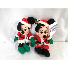 Disney's Mickey  Minnie Mouse Plush Christmas Beanie Dolls Vintage  Retired