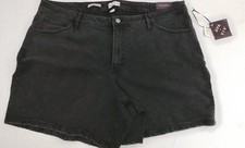 Women Ava  Viv High Rise Bermuda Shorts Plus Size 26 Denim Washed Black