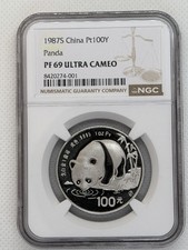 1987 100 Yuan 1 Oz .9995 China Platinum Proof Coin Panda NGC PF69 Ultra Cameo 01 4499.00 per troy oz