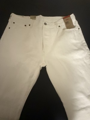 Levi's Men's White Straight Fit Cotton Denim Jeans Mid Rise 5-Pocket