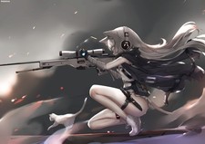 Anime snipers animal ears long hair headphones legs Play Gaming Mat Desk Game
