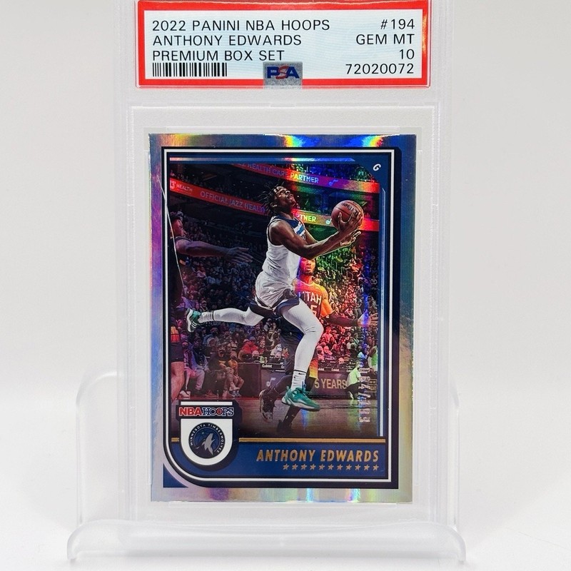 2022-23 NBA Hoops Anthony Edwards Silver Holofoil SP # 004/199 PSA 10 GEM MINT