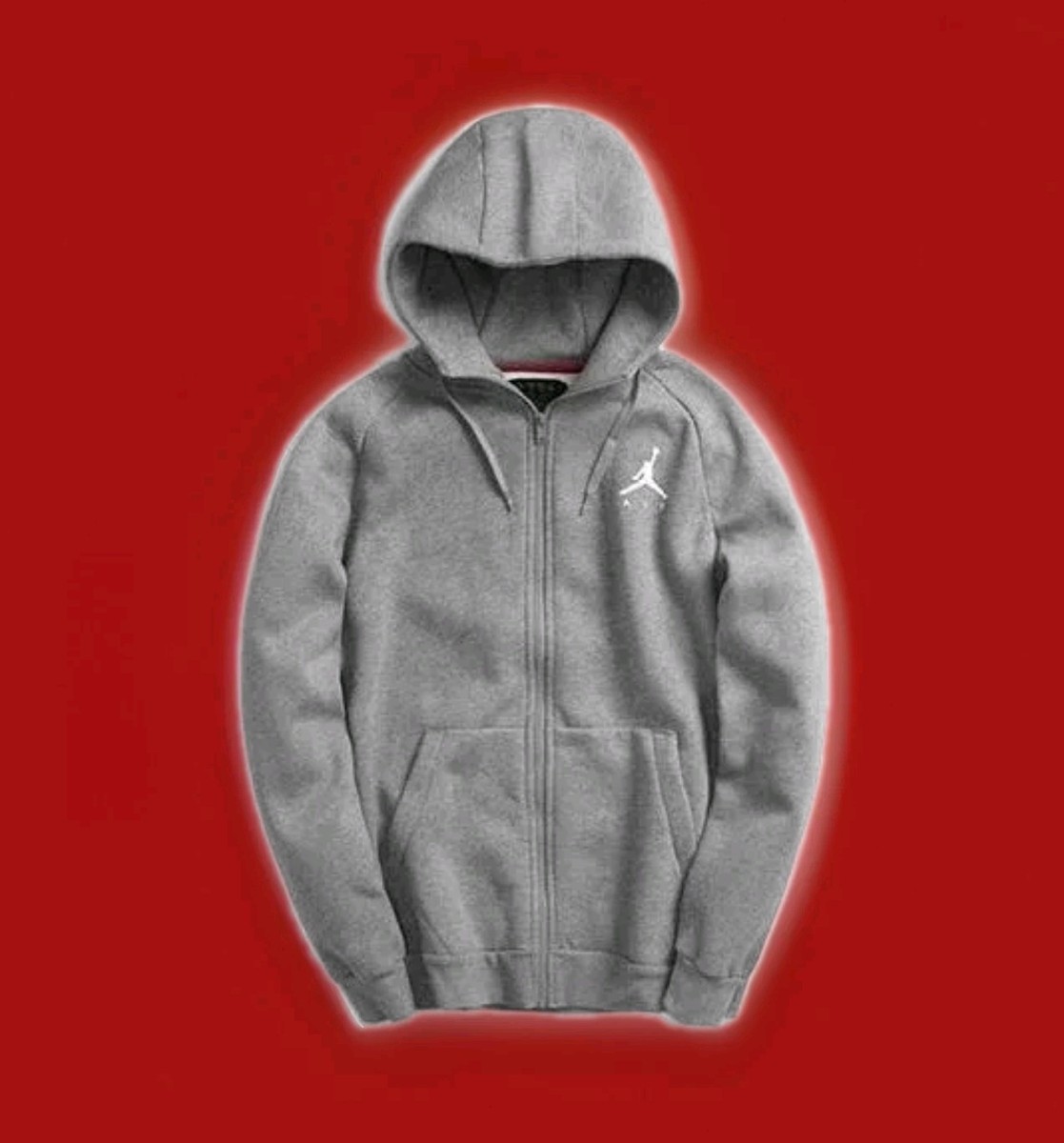Nike Air Jordan Hoodie Mens XL Gray Jumpman Fleece Full Zip Jacket