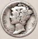1924-P Mercury Dime - Very Good - #3903ED FREE SHIPPING