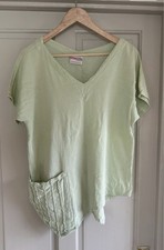 100% cotton ONELIFE V asymmetrical hem pleated SIZE 10 12 linen eco boho hippie 