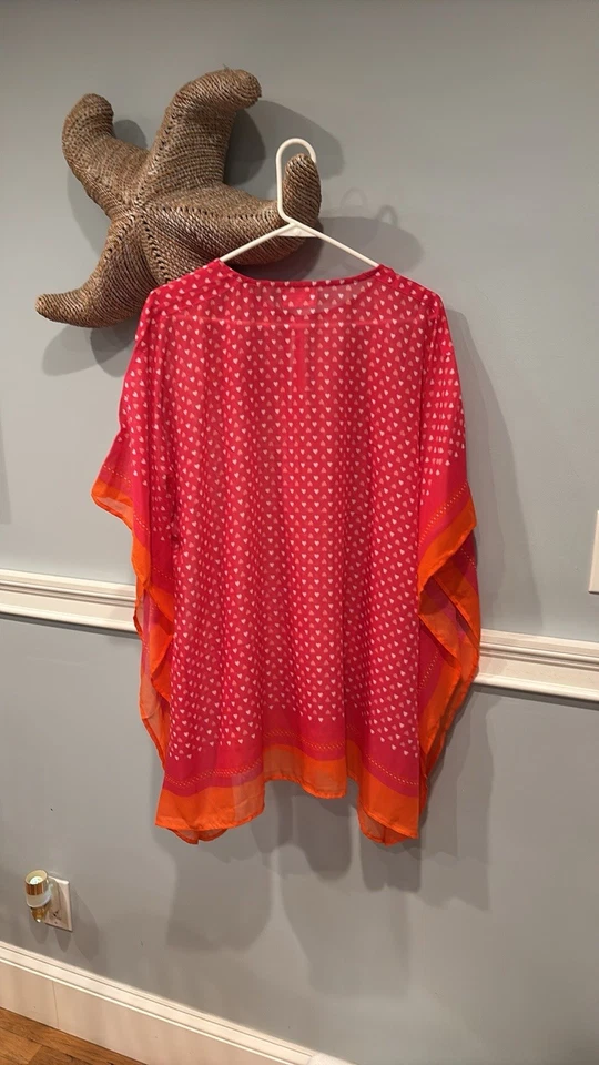 PETER BEATON Nantucket Túnica Top Cubrir Kimono Piscina Playa Resort Preppy ROSA Foto 4 de 4