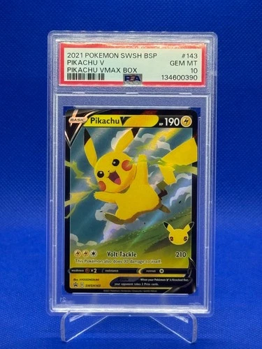Pikachu V SWSH143 25th Anniversary Celebrations Promo 143 PSA 10