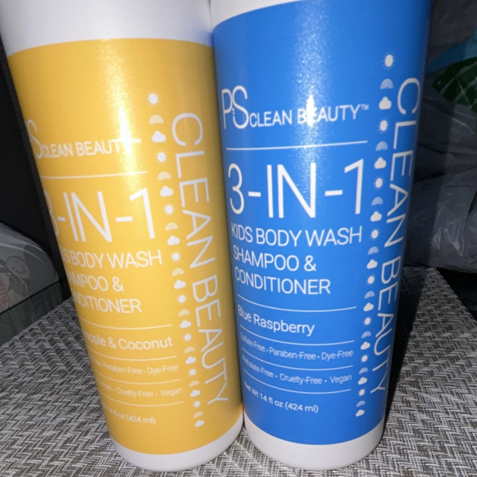 PS Clean Beauty 3-IN-1 Kids Body Wash Shampoo Pineapple Coconut Blue Raspberry