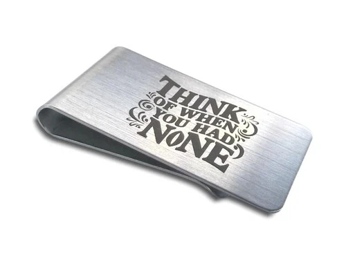 Money clip, money clip, money clip made of brushed stainless steel. Think of when you ..