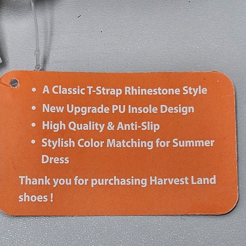 Harvest Land Sandals Women size 11 White Flats Sandals T-Strap Rhinestone Summer - Picture 9 of 10