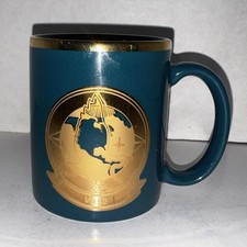 Vintage Navy VR-52 Mug Teal Gold Military Aircraft Coffee Cup Made In USA