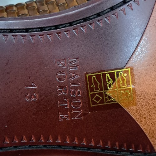 Maison Forte Cognac Leather Basket Weave Sides Dress Shoes Shoe Trees Box 13M - Picture 12 of 23
