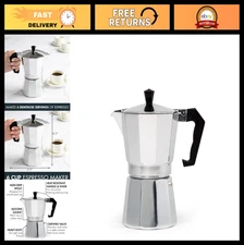 Classic Stovetop Espresso Maker - Moka Pot for Italian & Cuban Coffee, 6 Cups, S