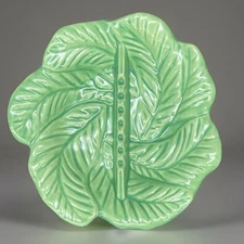 Vtg MCM Pottery Large Leaf Ashtray Green 1970s Hand Made Signed Janet Dish