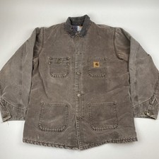Vintage Carhartt C02 CHT Blanket Lined Chore Barn Jacket Brown Mens Large Tall