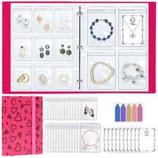 Large Transparent Jewelry Storage Book with 300 Pockets and 150 Jewelry Pouch...