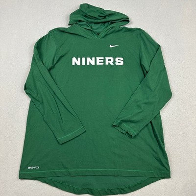 UNC Charlotte 49ers Shirt Men 2XL Green Nike Pullover Basketball Hood NCAA XXL