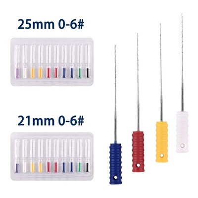 Dental Endodontic Stainless Steel Nerve Barbed Broach Needles Handle Root #20-60