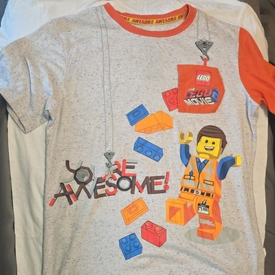 LEGO The LEGO Movie Emmet Graphic Tee Boys L (10/12) Gray/Orange Crew Neck
