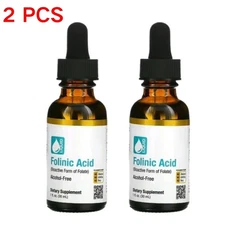 2Pcs Folinic Acid Leucovorin Bioactive Form of Folate Alcohol Free 30ml/1 fl oz