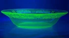 Federal Uranium/Vaseline Glass Sharon Cabbage Rose Oval Serving Bowl 1930’s