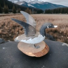 Vintage Carved Wood Hand Painted Canada Goose Flying 3-1/2 x 4 inch