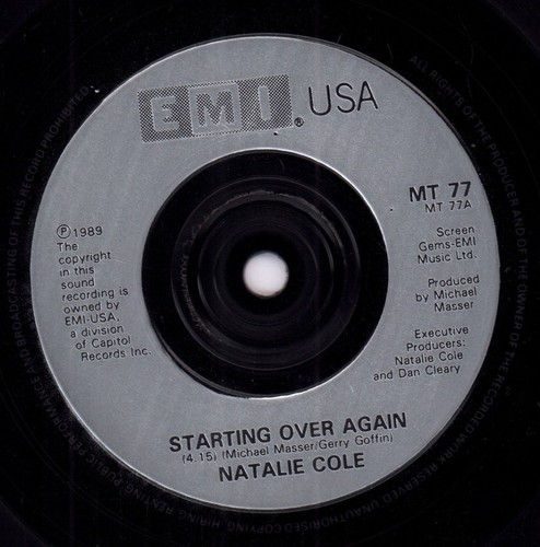 Natalie Cole Starting Over Again 7" vinyl UK Emi 1989 pic sleeve has small - Picture 3 of 3