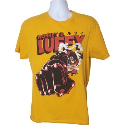 One Piece Mens Monkey D. Luffy Graphic T-Shirt L Yellow Anime