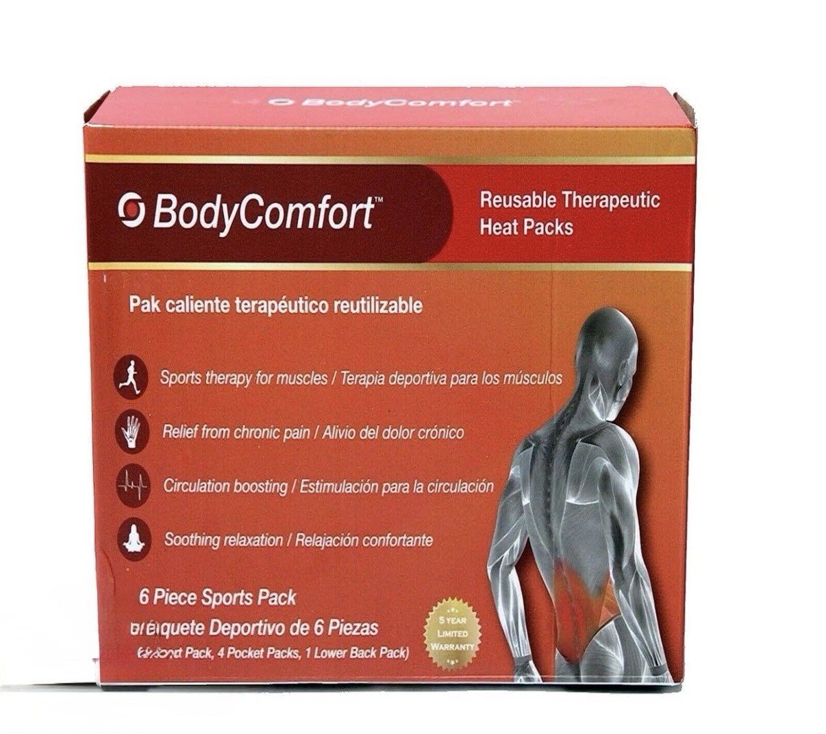Body Comfort Reusable Therapeutic Heat Packs 6 Piece Sports 