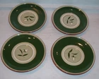 4 VINTAGE STANGL POTTERY STAR FLOWER GREEN PLATES OR TEA CUP SAUCERS