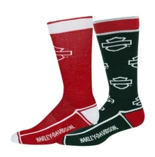Harley Davidson Womens 2 Pack Christmas Open B&S Riding Crew Socks D89308670-600
