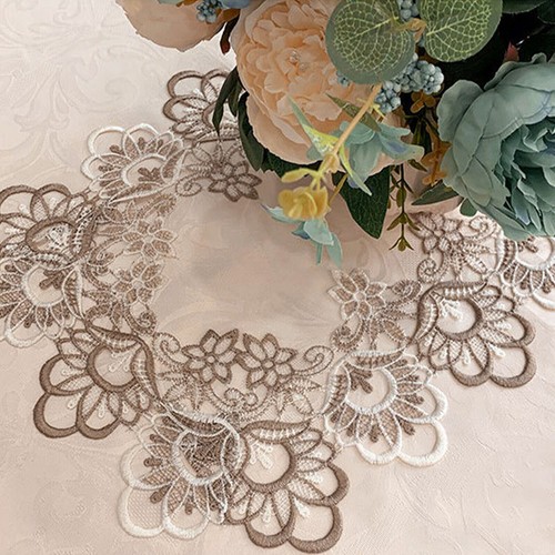 Vintage Embroidered Lace Floral Tablecloth Oval Dining Table Cloth Cover Doily - Picture 16 of 32