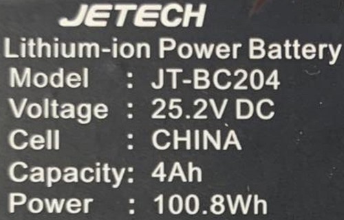 JETECH Lithium-ion Power Battery 25.2V JT-BC204 4Ah 100.8Wh 🔴GENUINE - Picture 12 of 17