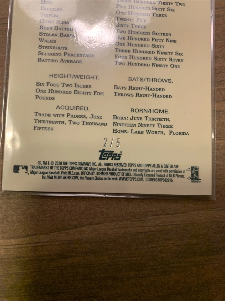 Trea Turner /5 Red Refractor 2020 Topps Allen & Ginter Chrome Nationals - Image 3 of 4