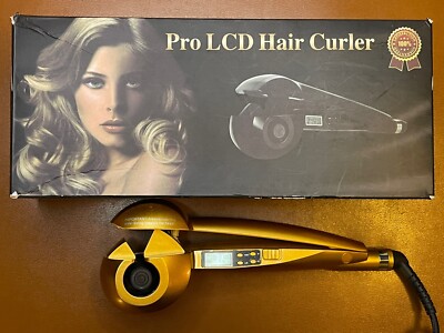 Pro LCD Hair Spin Curler Ceramic Hair Styler ~Rare Gold Color  ~ Salon Length