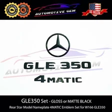 GLE350 SUV 4MATIC Rear Star Emblem Black Letter Badge Logo Set AMG Mercedes W166