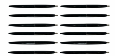 12 Pack of BIC Clic Silver Expression Knock Oily Ballpoint Pen Black